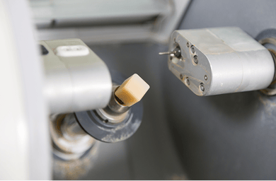 Close up of the CEREC dental crown milling machine.