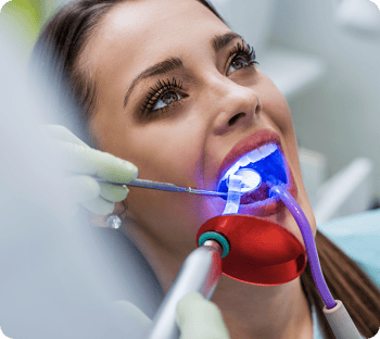 Close up of a patient getting dental bonding.