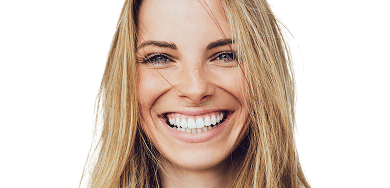 A woman with a "gummy smile" - a smile with excess gum visible.