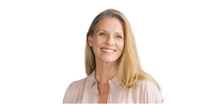 Smiling woman, showing a beautiful set of teeth.