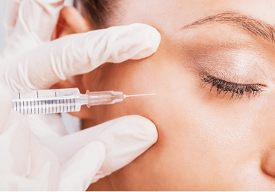 A woman getting an anti-wrinkle injection.