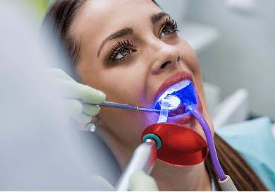 Close up of a patient getting dental bonding.