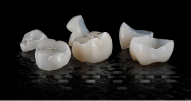 Close up of dental crowns.