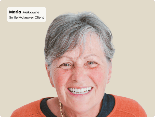 Mulgrave Dental Group smile makeover patient with a big smile, showing a full set of beautiful, natural looking teeth.